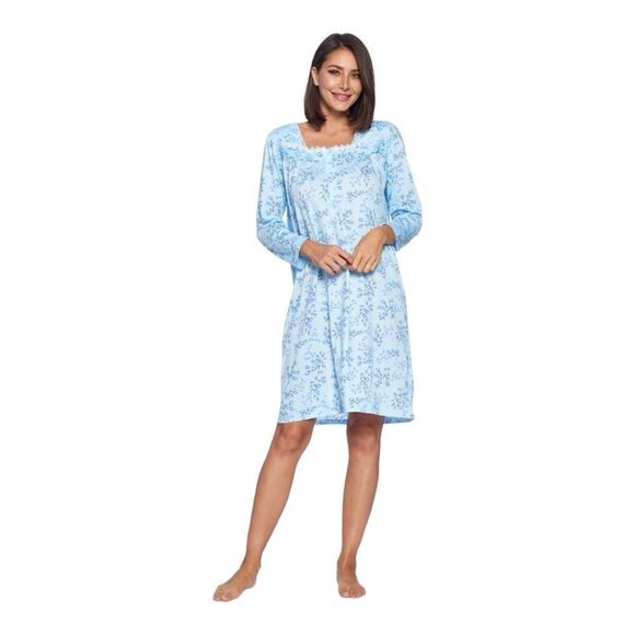 Other - Casual Nights Women’s Printed Long Sleeve Nightgown Blue Floral XXL